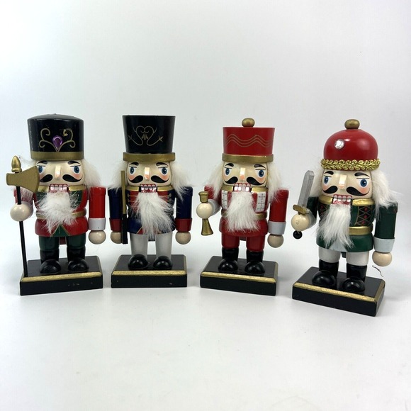 The Unbranded Brand Other - Lot Of 4 Merry Brite Nutcracker Wooden Figurines 6" Inches Tall